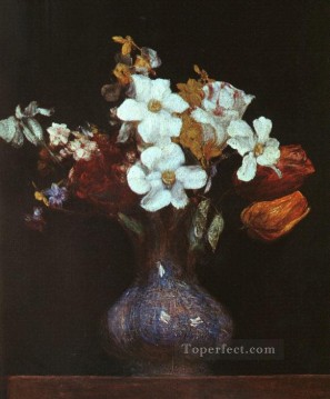 Narcissus and Tulips 1862 flower painter Henri Fantin Latour Oil Paintings